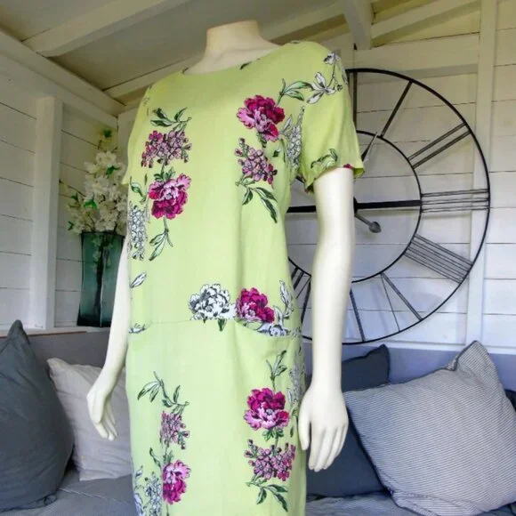 Joules | Dresses | Joules Lime Floral Linen Blend Printed Tunic Lanthe Dress  Size 8 W Pockets | Poshmark